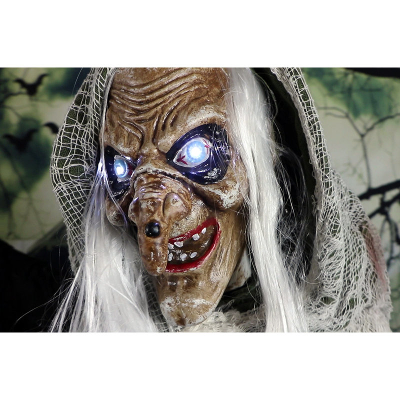 Talking Evil Witch Prop with Rotating Head Figurine