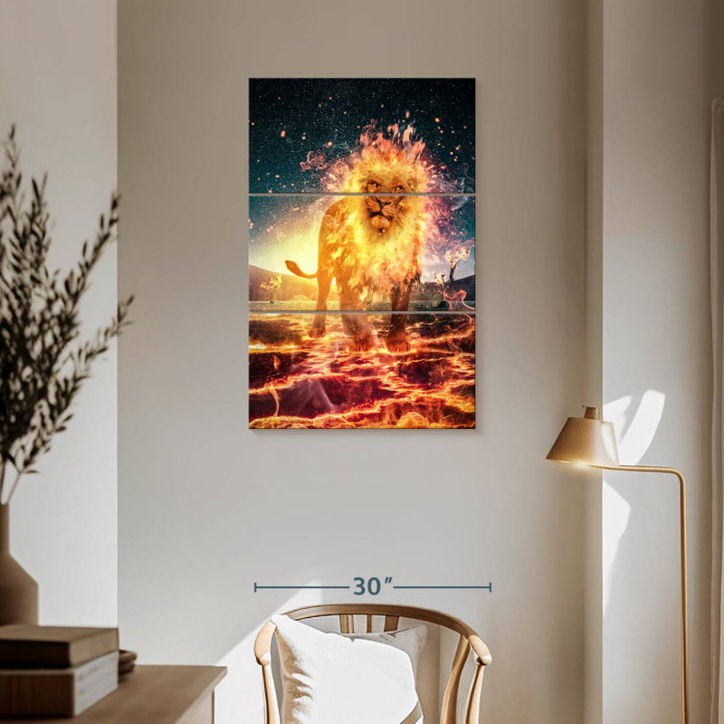 Lion flamboyant Brampt, H 57 po x l 36 po