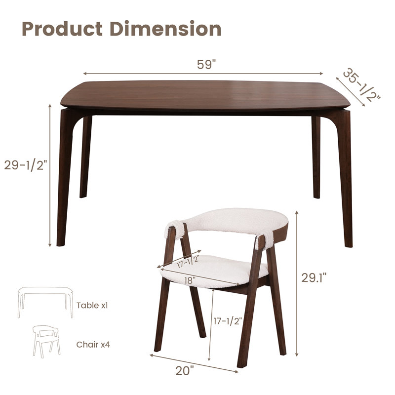 Leming 4 - Person Solid Wood Top Four Leg Dining Set