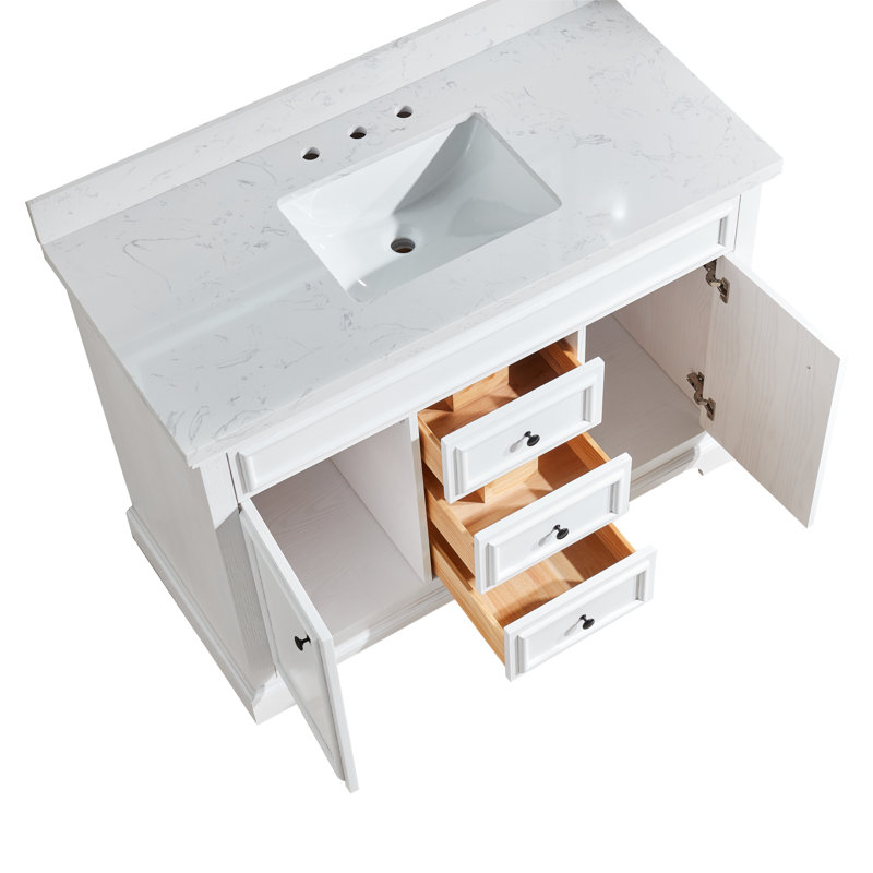 Meuble-lavabo autoportant de luxe "| armoire simple pré-assemblée avec plateau en marbre de qualité supérieure | solution de rangement généreuse (116 caractères)