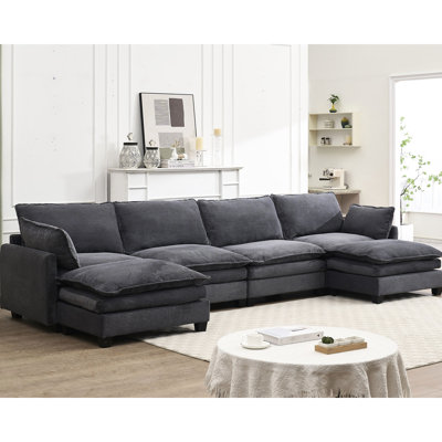 Coussin surdimensionné en velours avec 2 coussins d'assise et d'accoudoirs profonds pour la relaxation