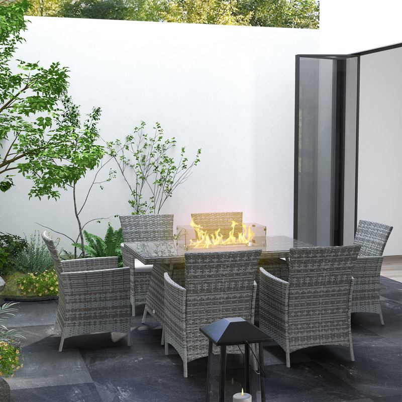 Kovary 6 - Person Patio Dining Set with Rectangular Table , Cushions Included