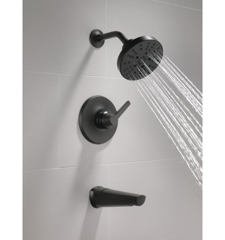Galeon Tub and Shower Faucet, Matte Black