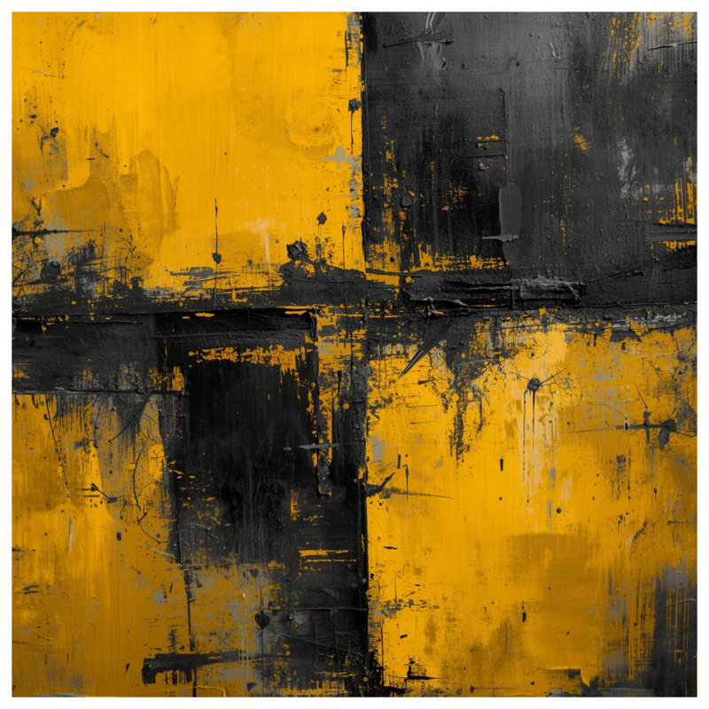 Rideaux de douche jaune et noir abstrait, L 70 po x H 93 po