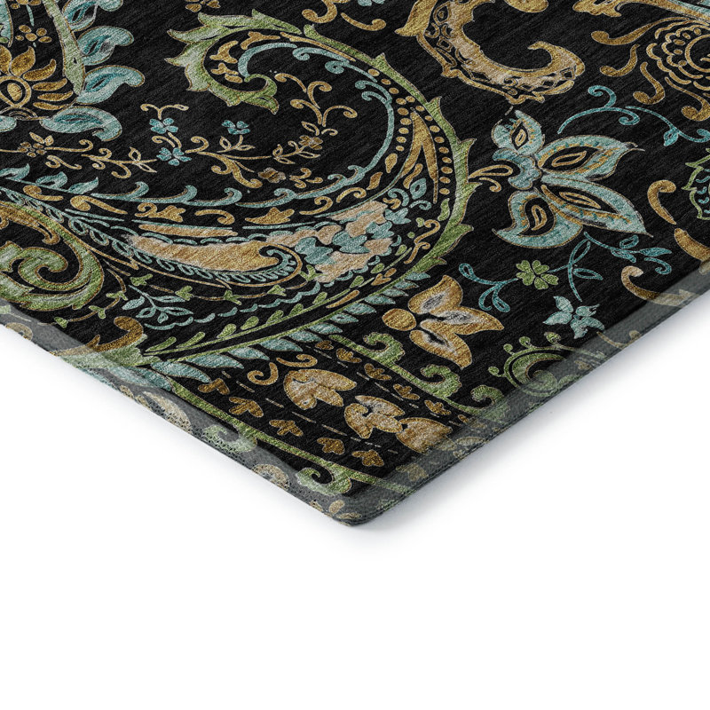 Tapis noir Cerrito AMF533 lavable à la machine de qualité supérieure, Rectangle 5 pi x 7 pi 6 po