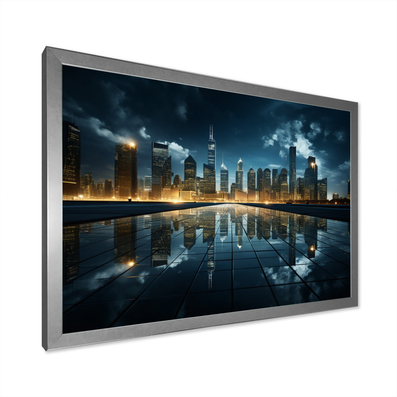«Skyscrapers Majestic Heights I», reproduction sur toile, H 30 po x l 40 po x P 1,5 po, Cadre simple argenté