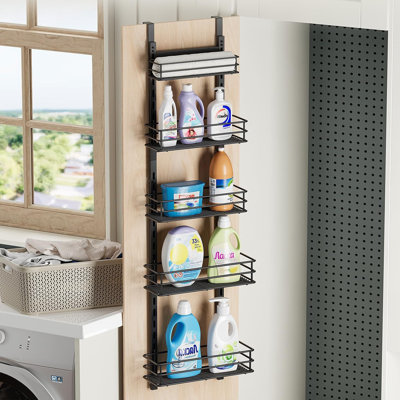 5-Tier Door Hanging Pantry Organizer, Over the Door Spice Storage Rack, Multi-Use Behind Cabinet Door Organizer for Kitchen Pantry Storage
