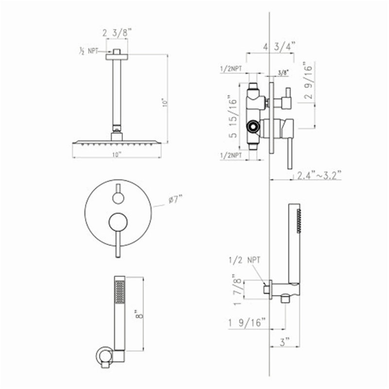 Wall Mounted Shower Only Faucet, Brushed Nickel