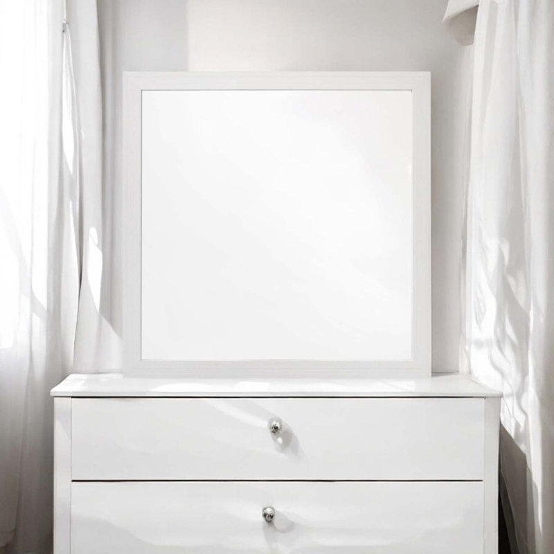 Miroir 40 po x 40 po Casilda, finition blanche