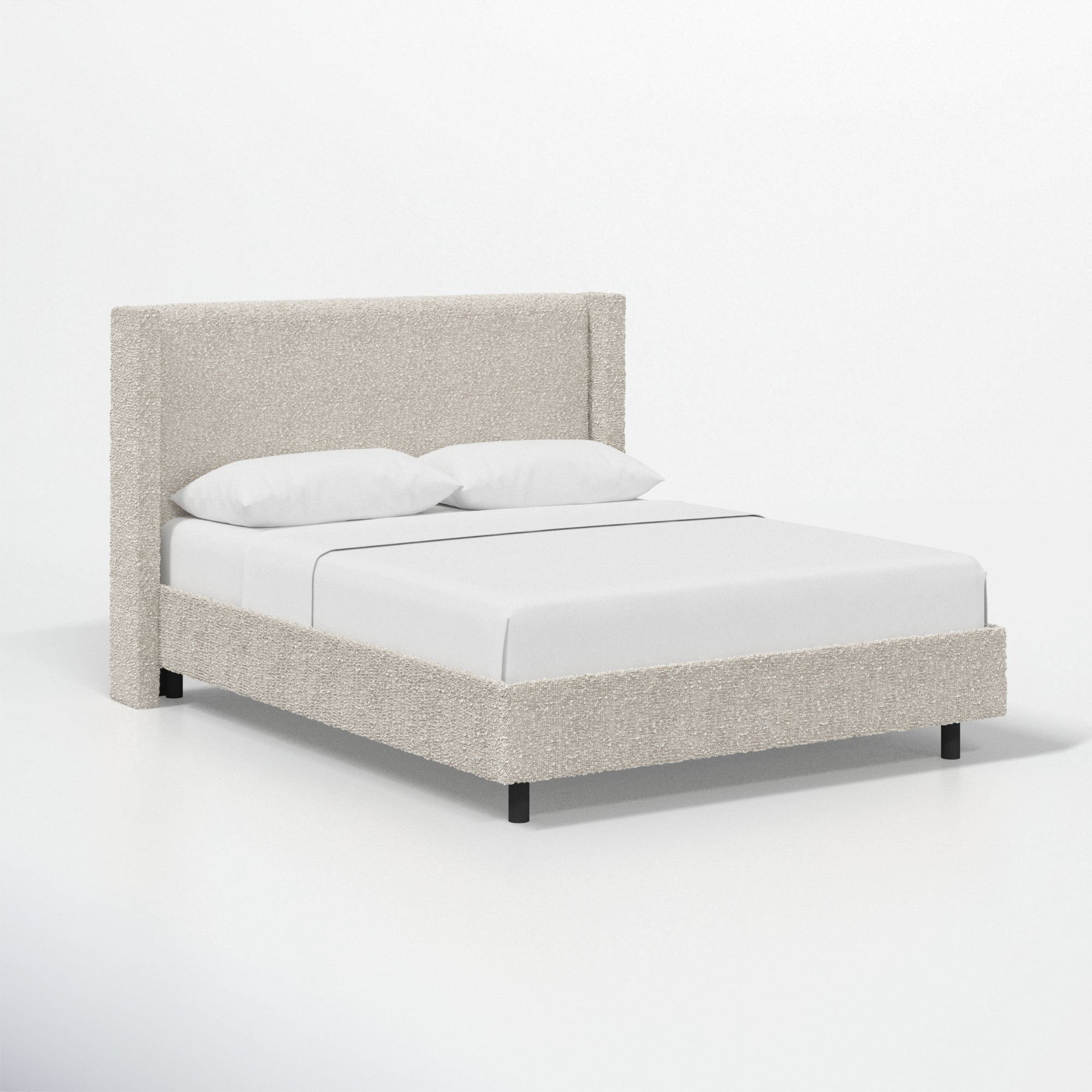 Hanson Upholstered Wingback Platform Bed, California King, Classic Ivory Boucle