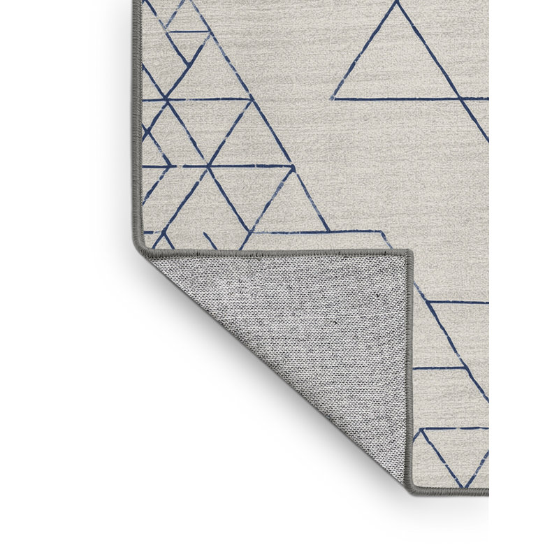 Tapis abstrait moderne et contemporain lavable à la machine en Hanoukka Champlost gris - Reliure grise, 2 x 3
