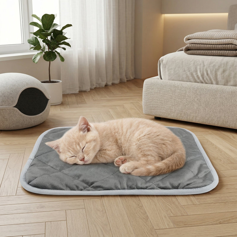 Paquet de 4 tapis de lit pour chat auto-chauffant, coussin pour animal de compagnie auto-chauffant avec fond antidérapant, lavable, 15,7 po x 19,7 po, cadeau pour chats d'intérieur