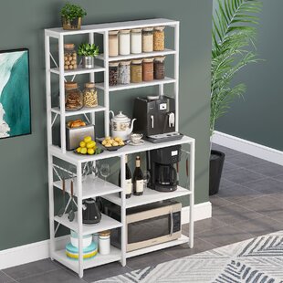 Metal Kitchen Cabinet Orgarnizer, 5 Layers Freestanding Kitchen Storage  Shelves Backer's Rack with Clamshell Glass Doors Black/White