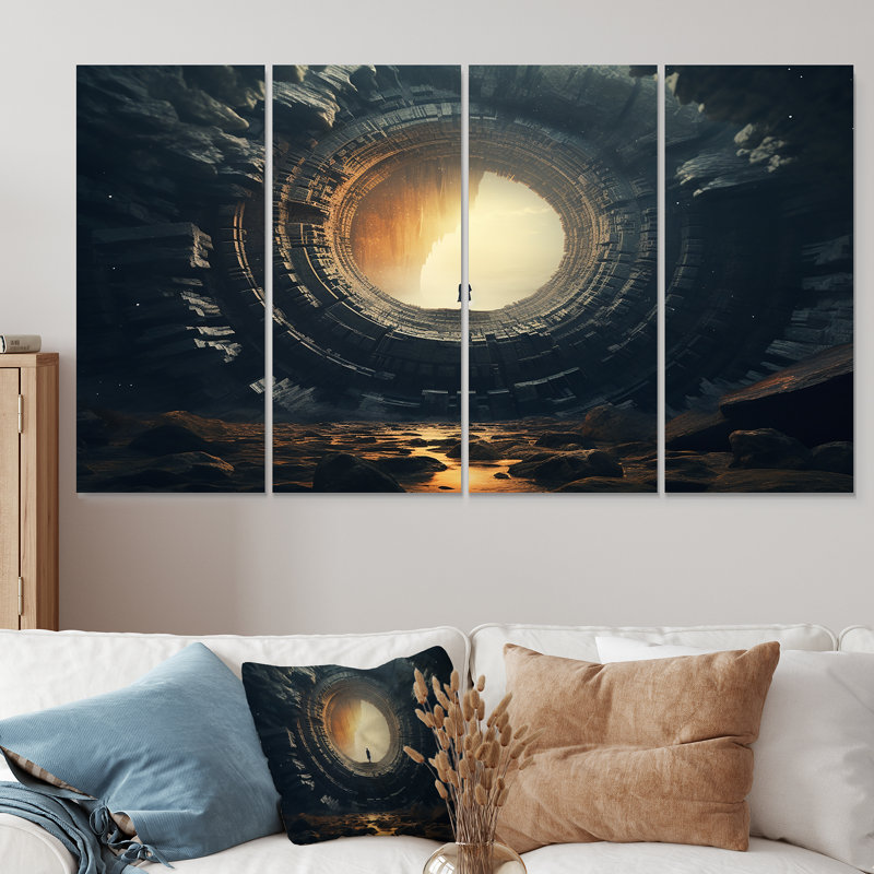 Art mural surréel surréaliste Stargate Revelation II, H 32 po x l 64 po
