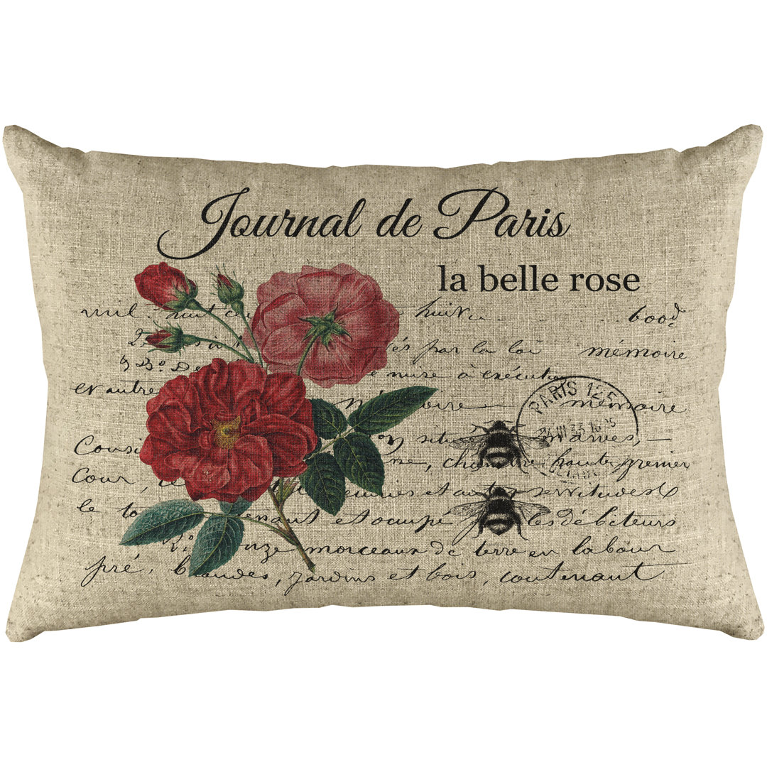  Paris Flowers Linen Pillow Cover & Insert TheWatsonShop