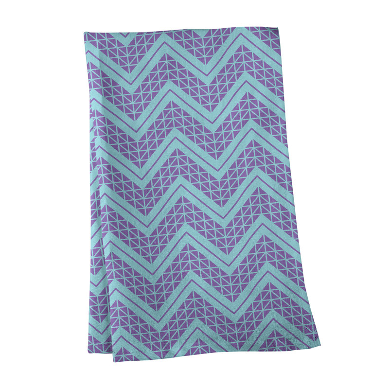 Stephenie Tea Towel Kitchen Towel, Purple/Aqua, Cotton Twill