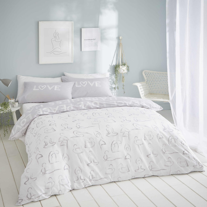 Peace And Yoga Easy Care Duvet Set, Single - 1 Standard Pillowcase