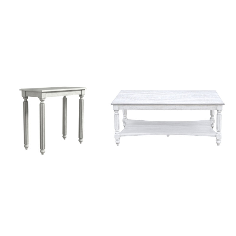 Ensemble de table de salon 2 pièces Locke, Blanc antique