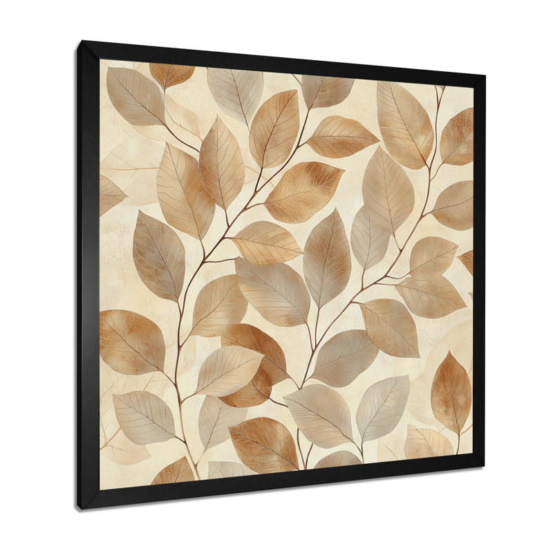«Brown Leaves Botanical», art mural sur toile, Reproduction encadrée d'une seule photo, Noir, noir, noir, noir