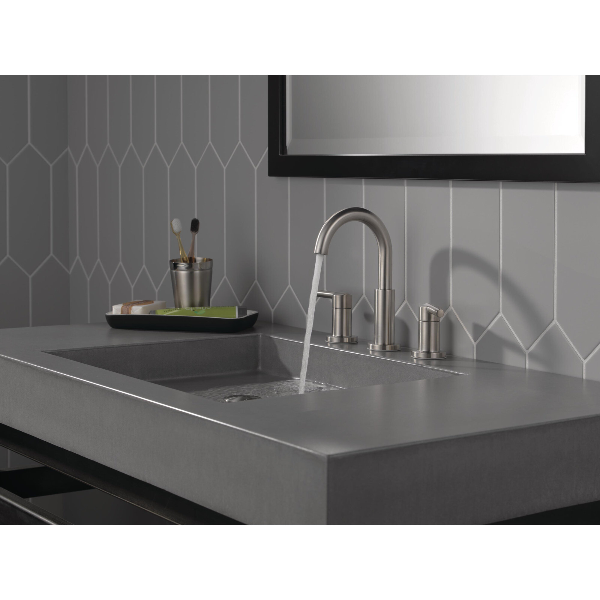 Nicoli Widespread Bathroom Faucet 3 Hole, 2-handle Bathroom Sink Faucet with Drain Assembly, Stainless Steel