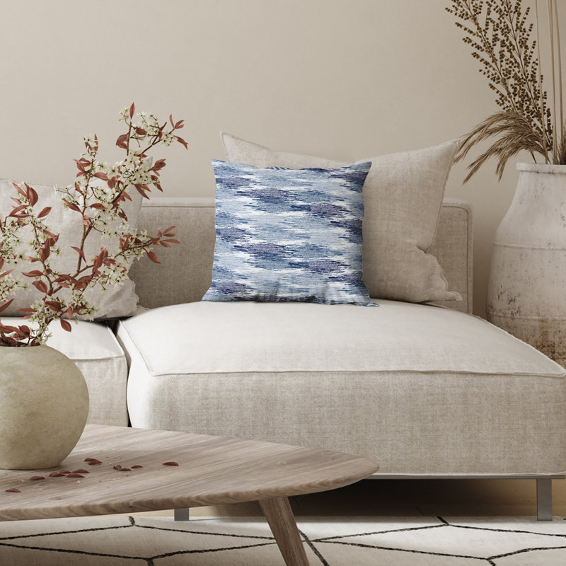 Coussin décoratif abstrait en polyester de qualité supérieure, H 20 po x l 20 po, Bleu