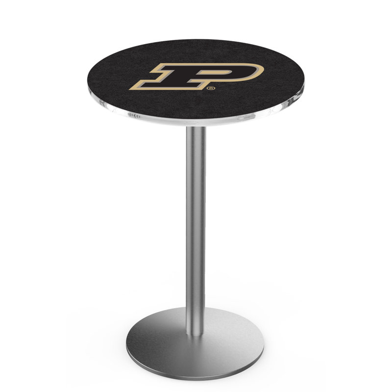 Round Metal Base Dining Table, Stainless Steel, Purdue