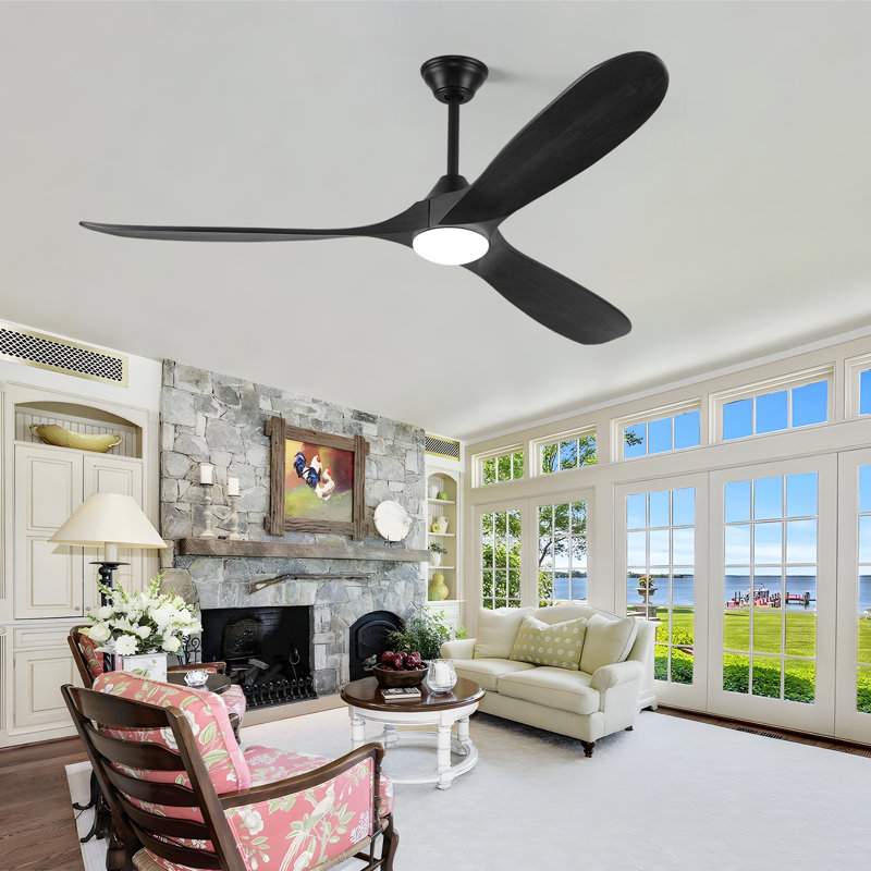 Ventilateur de plafond à 3 pales avec moteur à courant continu, 6 vitesses, minuterie, réversible et économie d'énergie, idéal pour la chambre à coucher et le salon - Design moderne et silencieux