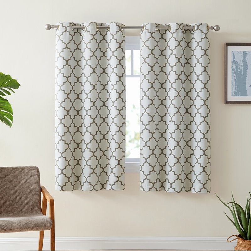 Alexuis Blackout Curtain Pair, Platinum White/Gray, 37" W x 63" L