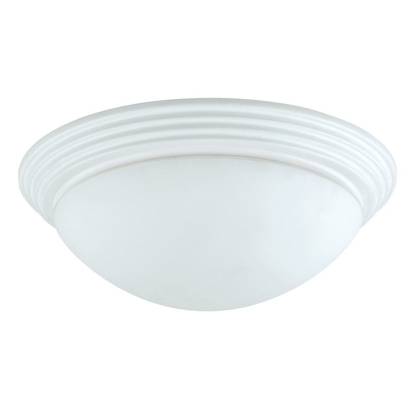 Plafonnier encastré simple en forme de bol 14 po à 2 lumières Guadalupe, Blanc, 4.5" H x 14" W x 14" D