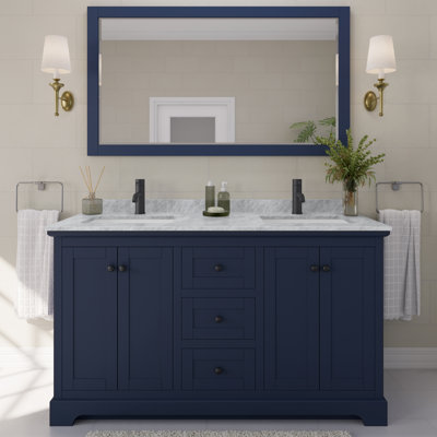 Avery 60'' Double Bathroom Vanity with Stone Top