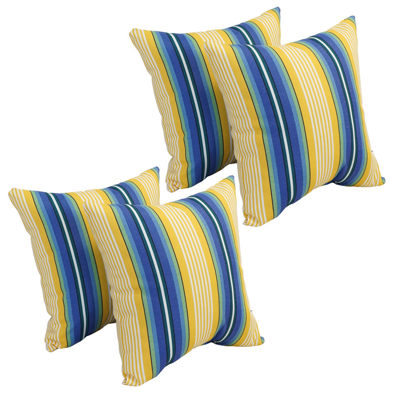 Outdoor Cushion Collection Indoor/Outdoor Striped Throw Pillow, Yellow/Blue