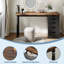 Bureau d'ordinateur à 5 tiroirs, bureau d'écriture moderne simple avec rangement de 47 pouces, bureau rustique à domicile, bureau d'ordinateur réversible pour bureau personnel-1597407007