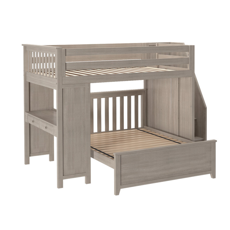 Haner Kids Full Over Full Bunk Bed with Drawers, Stone