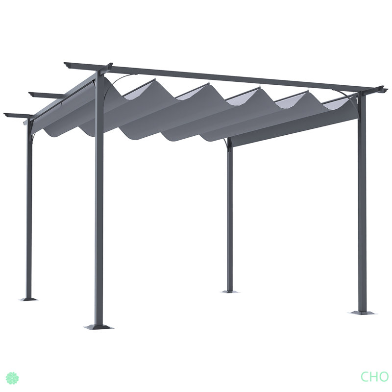 Retractable Pergola Canopy, Outdoor UV Protection & Sun Shade, Steel Frame For Garden, Grill, Patio, Backyard