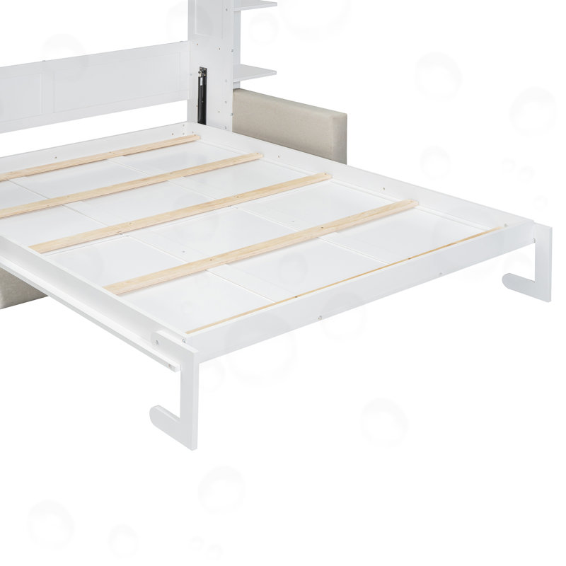 Grand lit escamotable avec tablette ouverte, White