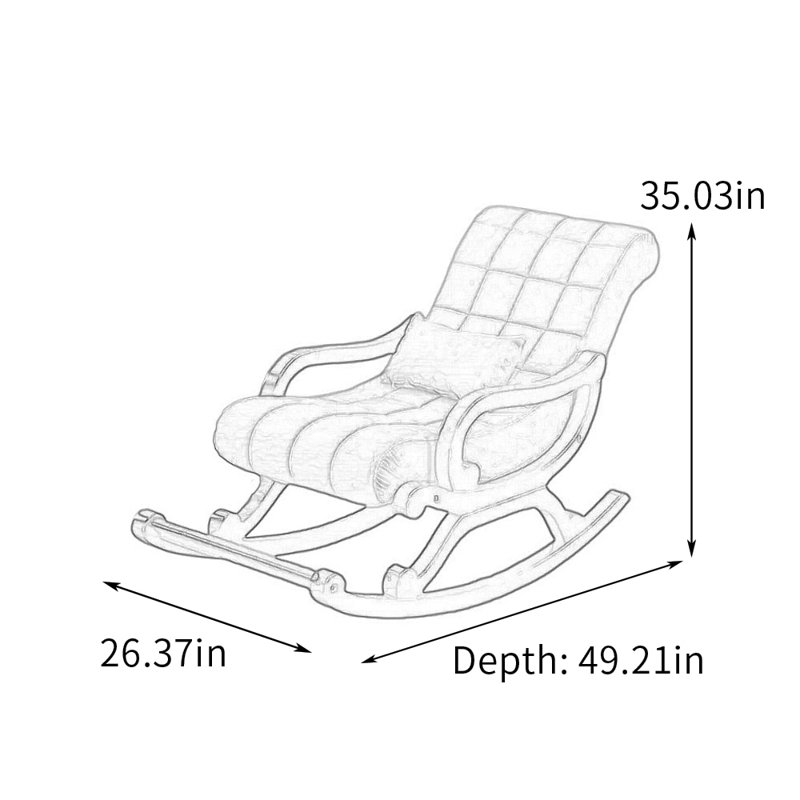 Solid Wood Frame Upholstered Leisure Rocking Chair, Smoky Grey, Brownness