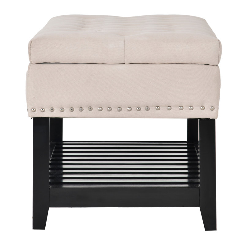 Banc de rangement en bois massif Radwa, Beige