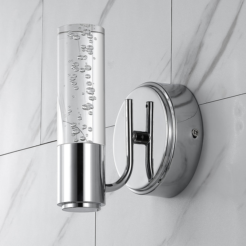 Amima Minimalist Modern Bubble Acrylic/Iron Integrated LED Vanity Light, Chrome, 1