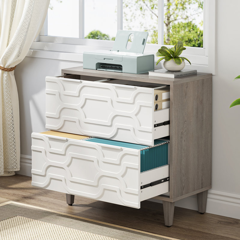 Derrin 31.5'' Wide 2 -Drawer File Cabinet, Gray/White