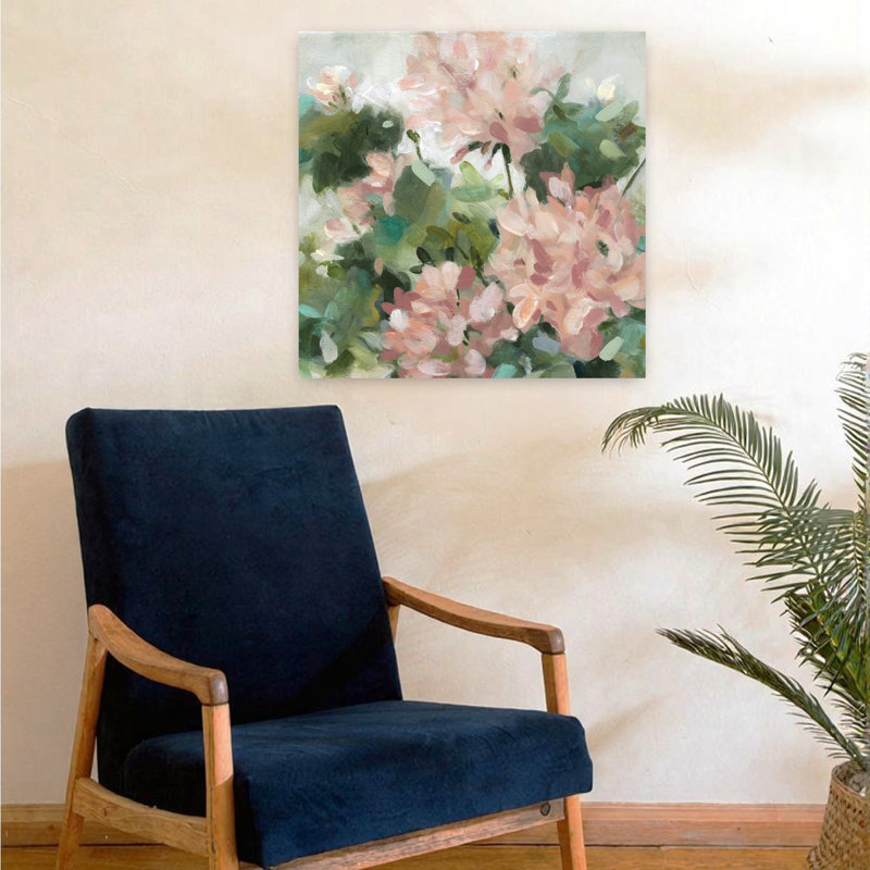 «Geranium Garden Abstract Contemporary Delicate Flower Landscape», art mural, H 24 po x l 24 po