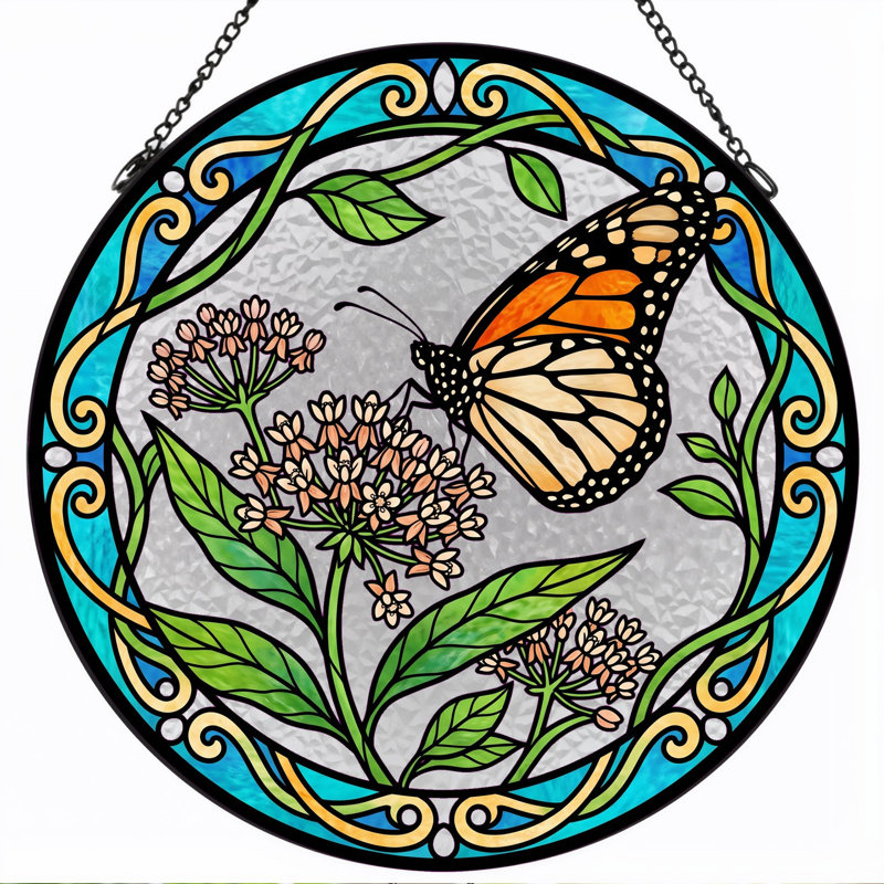 Vitrail papillon vitrail ， 7,8H, 7.8"H