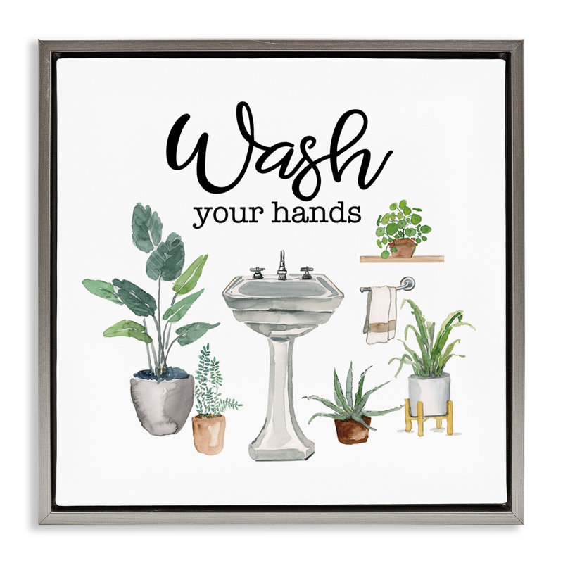«Hygiène phrase with Plants», art mural encadré sur toile flottante par Masey St. Studios, H 25 po x l 25 po