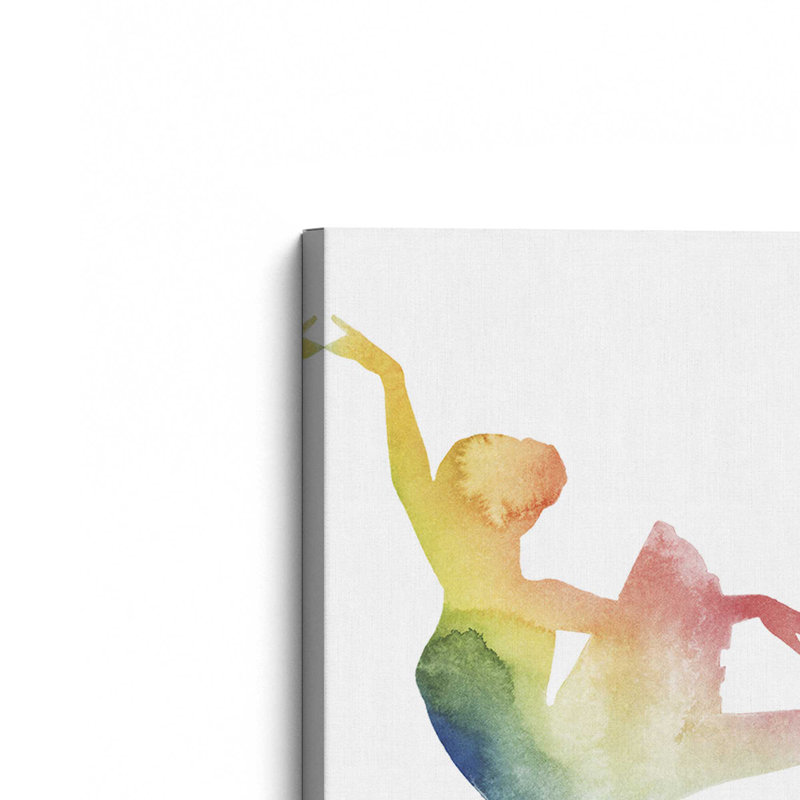 Silhouette arc-en-ciel aquarelle ballet I, H 18 po x l 12 po, Toile tendue, Toile tendue