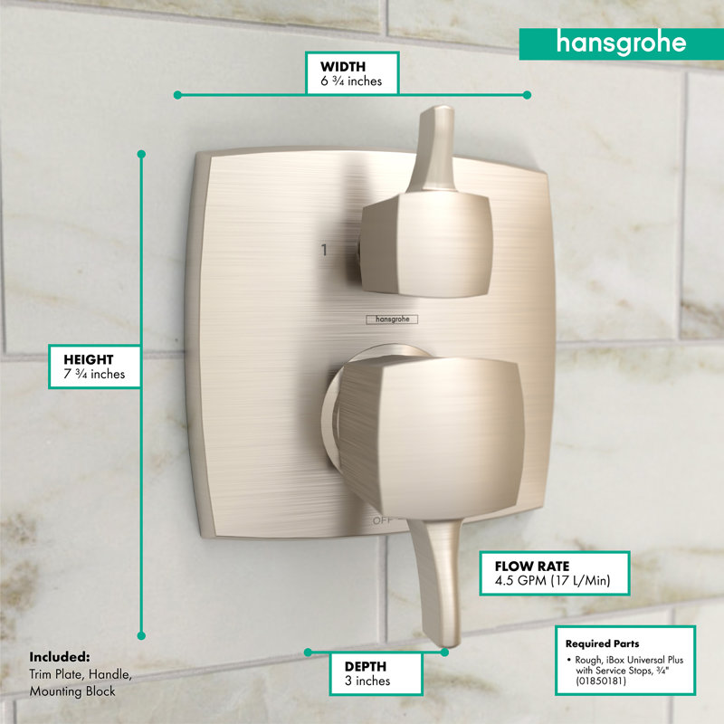 Ecostat Classic Pressure Shower Faucet Trim, Brushed Nickel