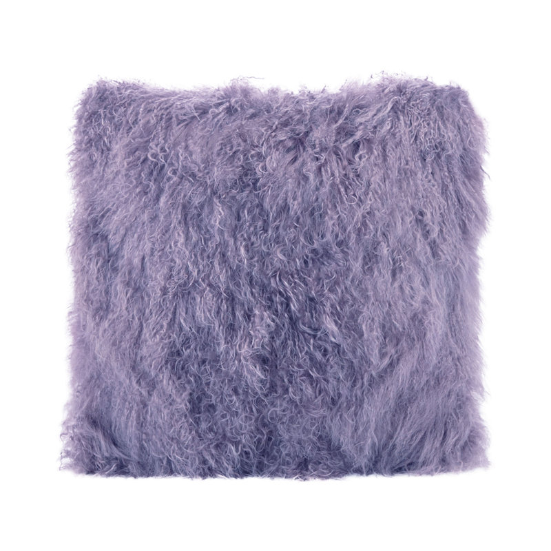 Tibetan Lamb Sheepskin Pillow by Outpost Original, Lavender, 17" x 17"