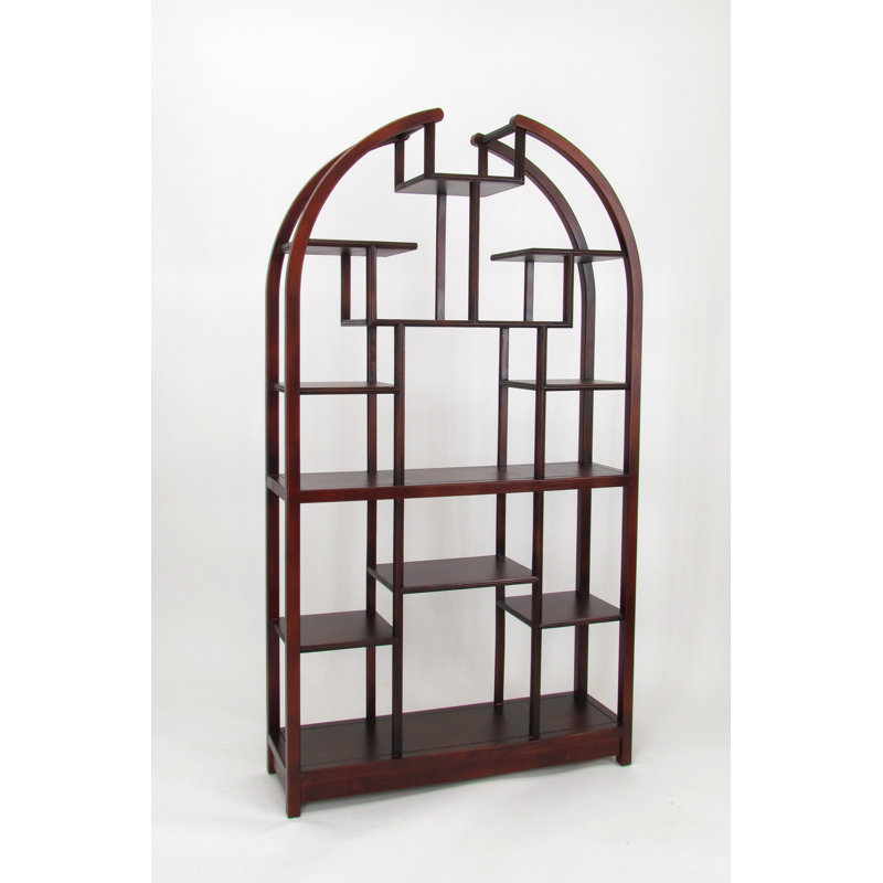 Dwain 72" H x 40" W Geometric Bookcase, Dark Brown