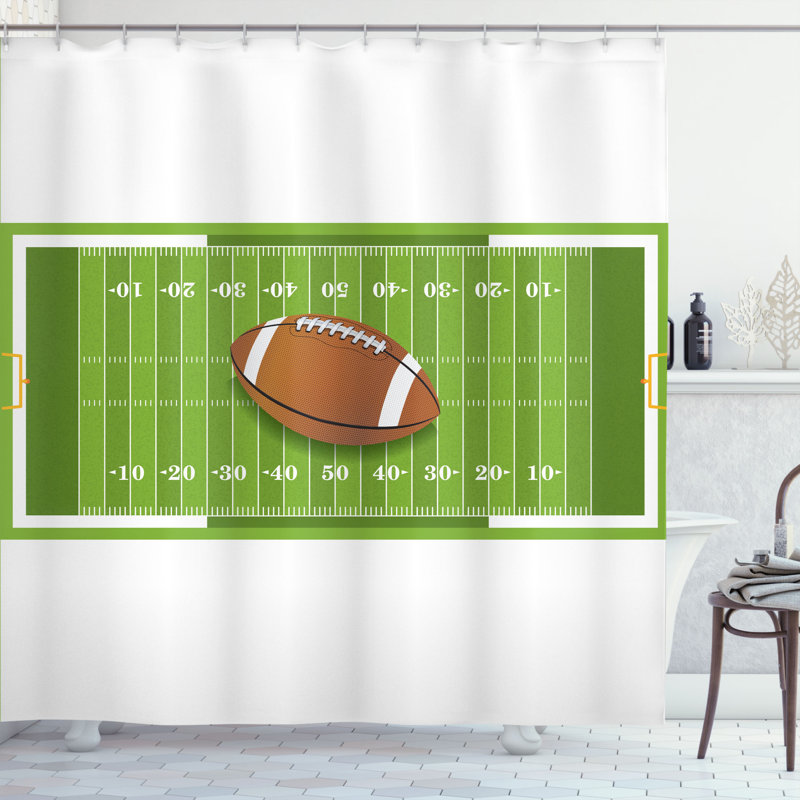 Ensemble de rideau de douche en football et crochets, H 69 po x l 105 po