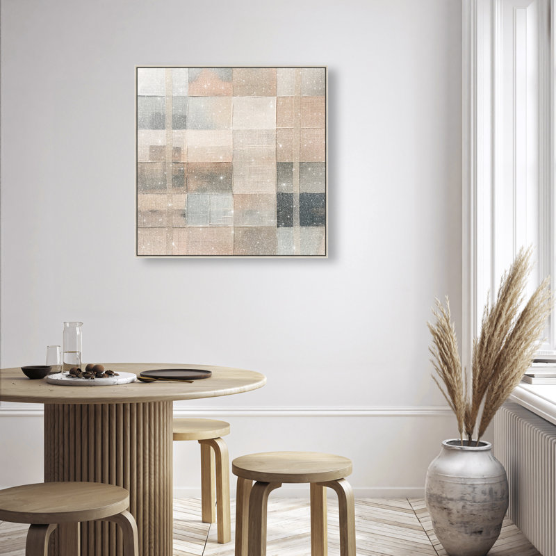 Minimalist Mesh Canvas Abstract Print by Oliver Gal, Black Frame, 12 x 12, 31"H x 31"W, Silver Frame