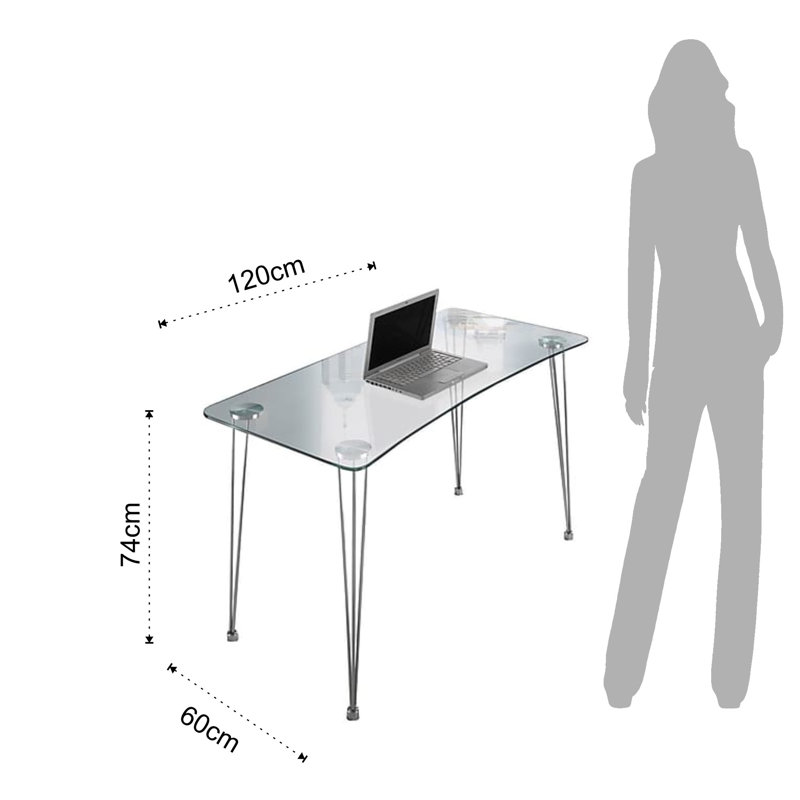 Charissa Glass Top Metal Base Writing Desk