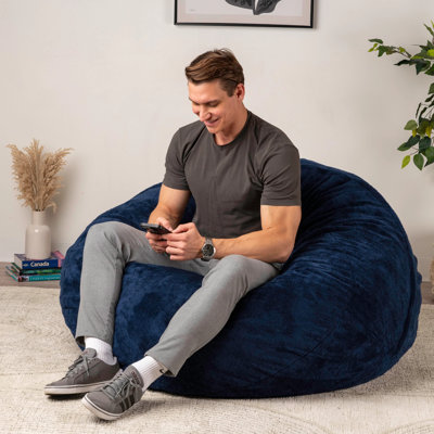 Fauteuil à billes géant en mousse - 4 pi Fausse fourrure